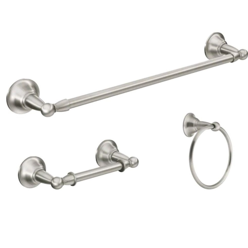 Moen Sage DN6893 3-Piece Bathroom Set Towel Bar Towel Ring TP Brushed Nickel